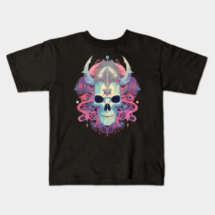 Halloween Day of the Dead Viking Sugar Skull Kids T-Shirt